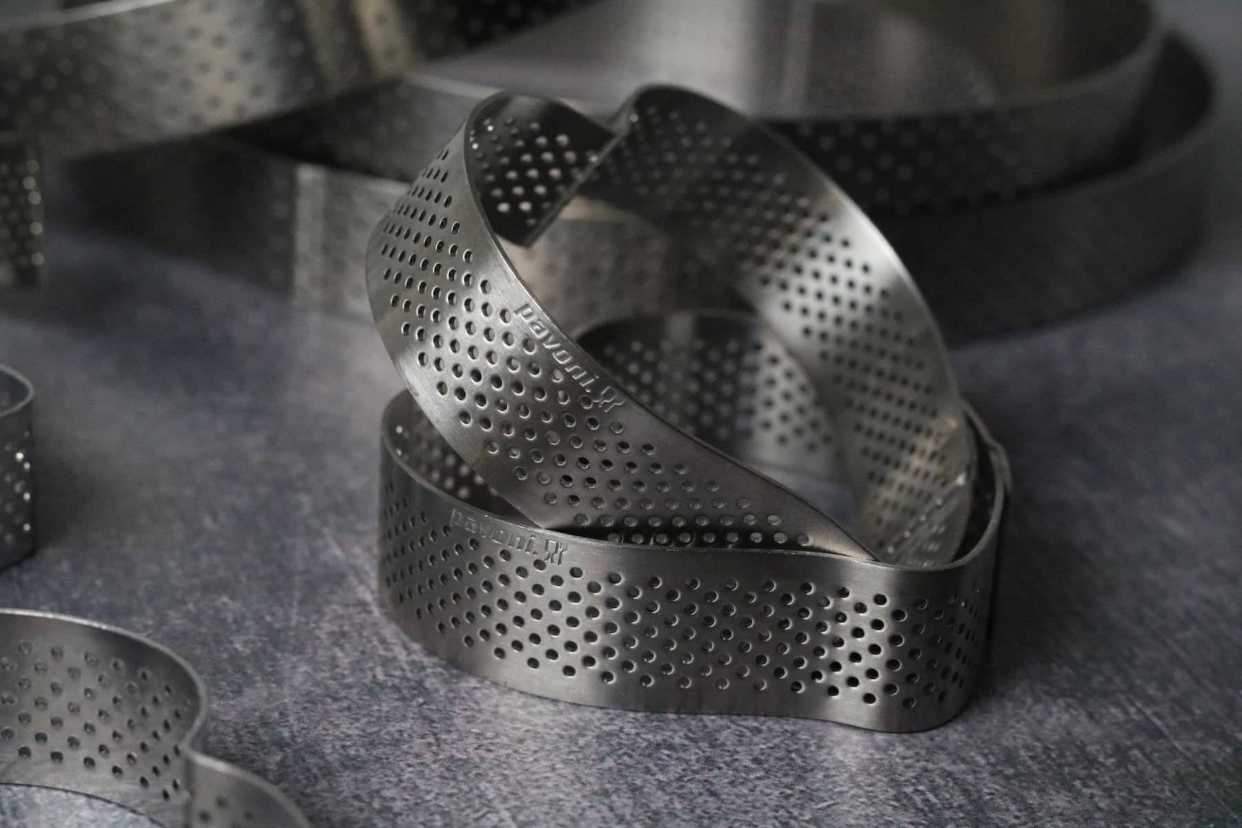 Professional perforated tart rings in the HAUTE kitchen